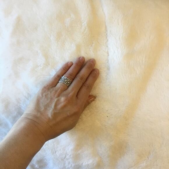 Sterling Silver Elegant Three-Row Crystal Ring - Picture 7 of 9